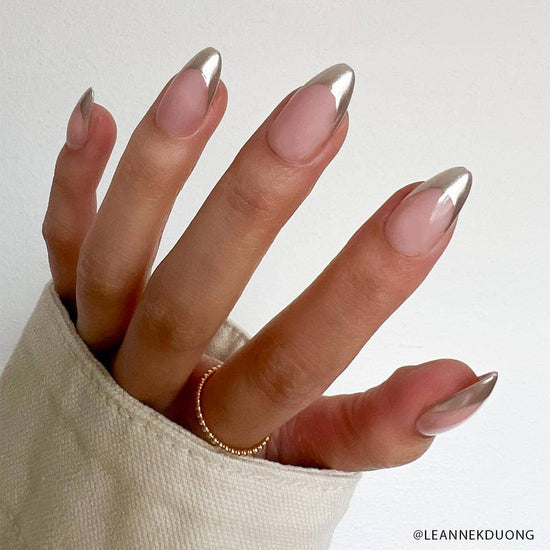 Golden And Silver french Tip Nails