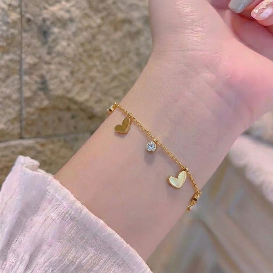 Heart Charms Pinteresty Stainless Steel Bracelet