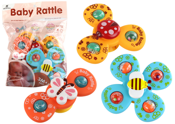 Baby Rattle Turntable Suction Spinner Rattle Set
