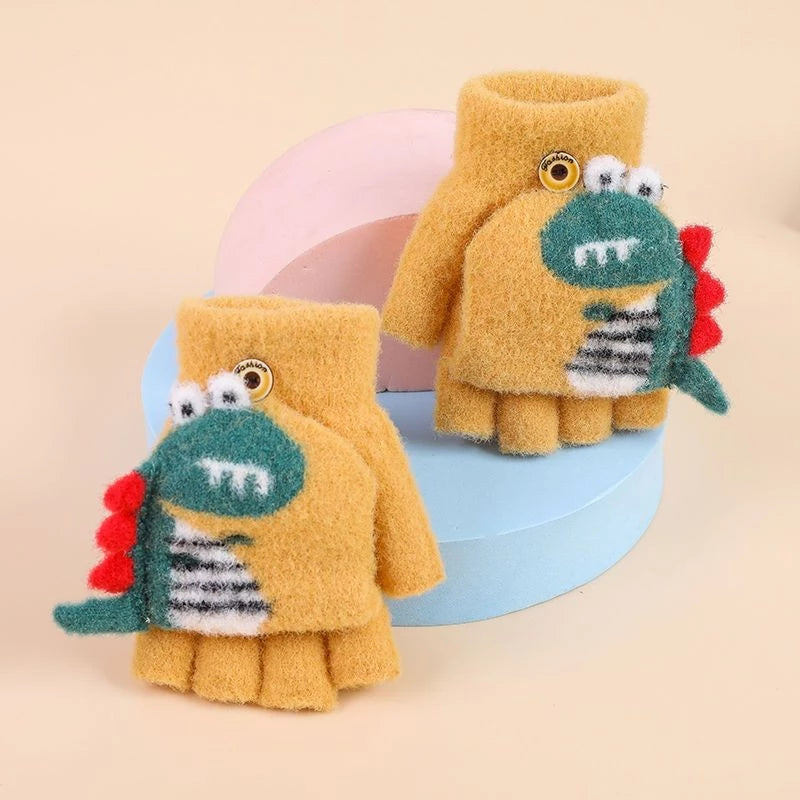 Dinosaur Flip Top Gloves For Kids