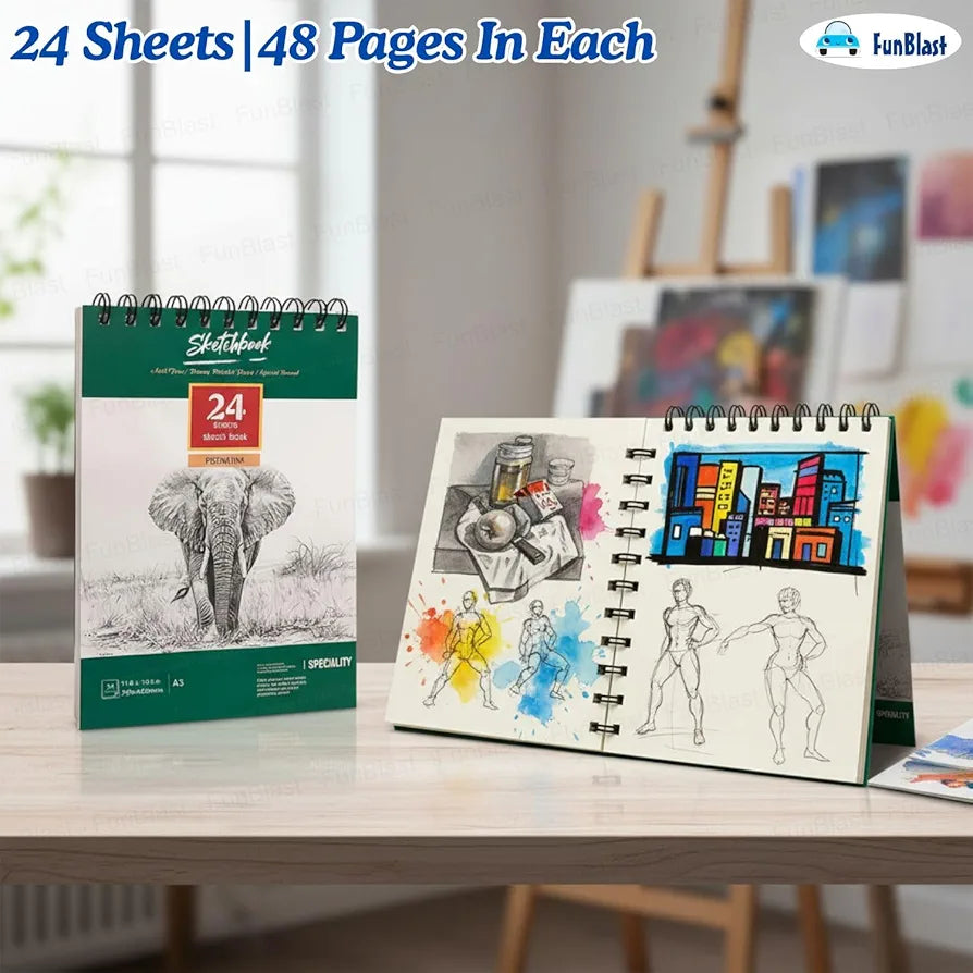 A 3 Big Size High Quality Sketch Book With 24 Sheets