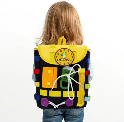 Kid Montessori Busy Board Bag with Buckles