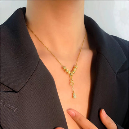 Gold Look Charms Stainless Steel Necklace