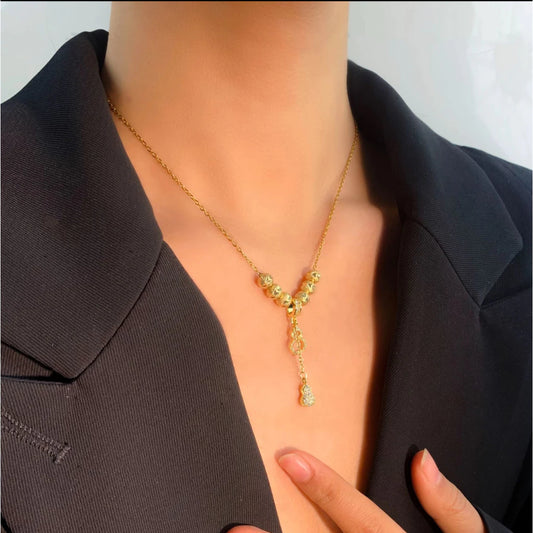Gold Look Charms Stainless Steel Necklace