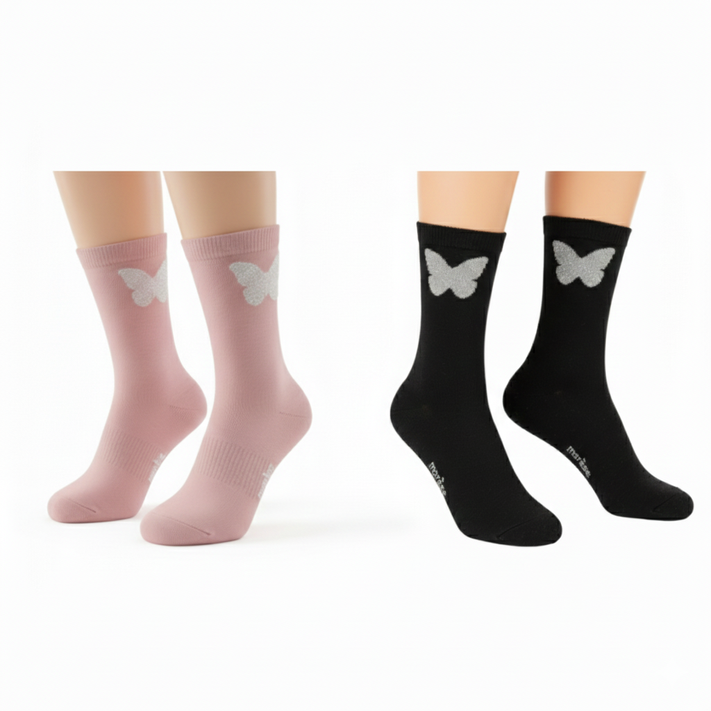 Glittery Butterfly Socks For Girls