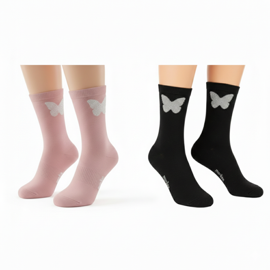 Glittery Butterfly Socks For Girls