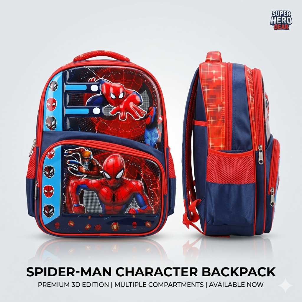 3D Spider-Man School Bag for Boys (16 Inches) – Advance Montessori to Class 2