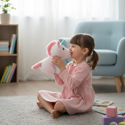 Unicorn Fur Stuff Toy with 3D Eyes | Soft Plush for Kids