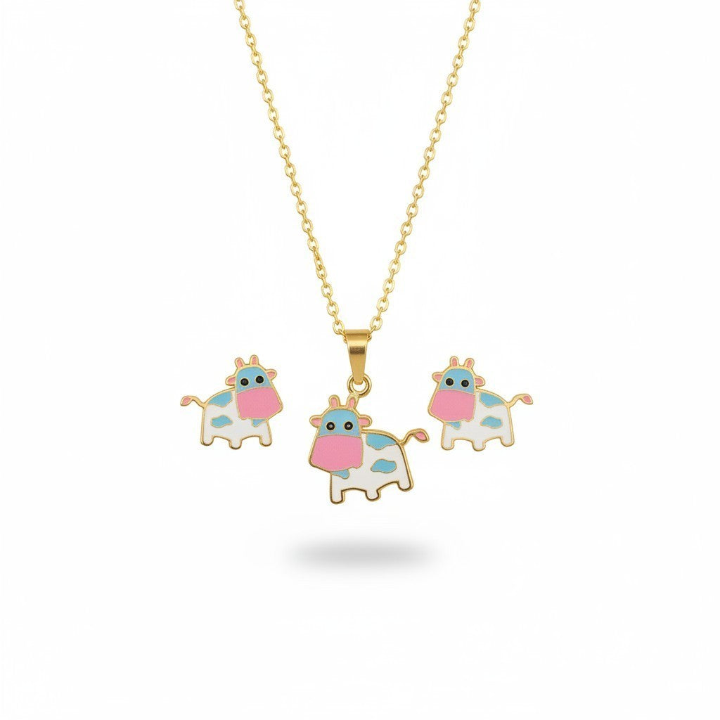 Cute Enamel Stainless Steel Jewelry Set for Kids