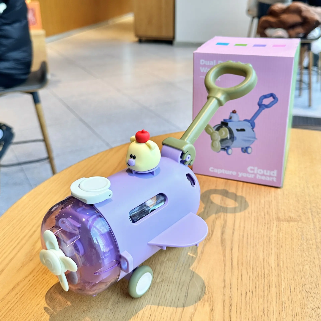Cute Airplane Water Bottle with Pull-Rod & Wheels for Kids