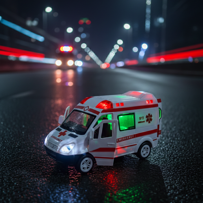 Ambulance Vehicle With Sound And Lights | Openable Front Doors and Back Door