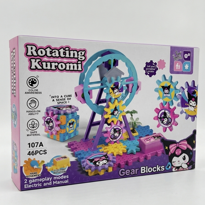 Rotating Kuromi Gear Blocks – 46 Pcs Educational STEM Toy for Kids