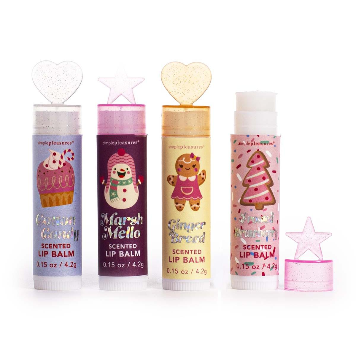 Simple Pleasures Cute 4 Pc lip Balm Set