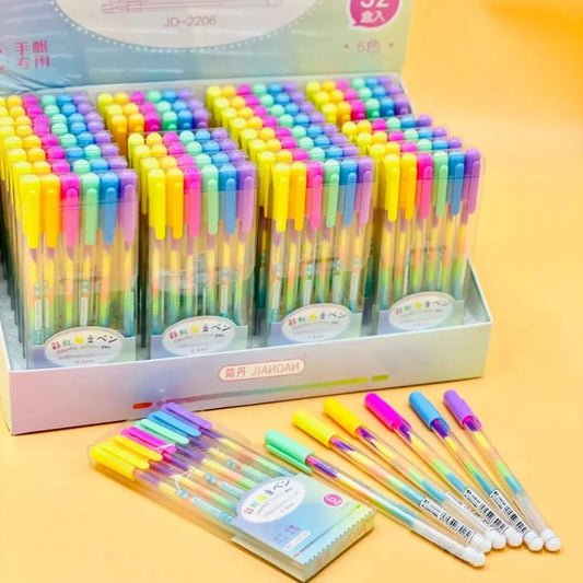 Rainbow Colors Glitter Gel Pen Pack of 6