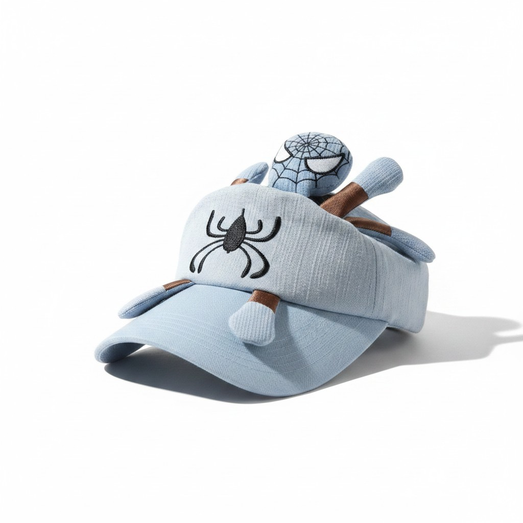 Kids' Superhero Spider-Man 3D Plush Baseball Cap – Sky Blue