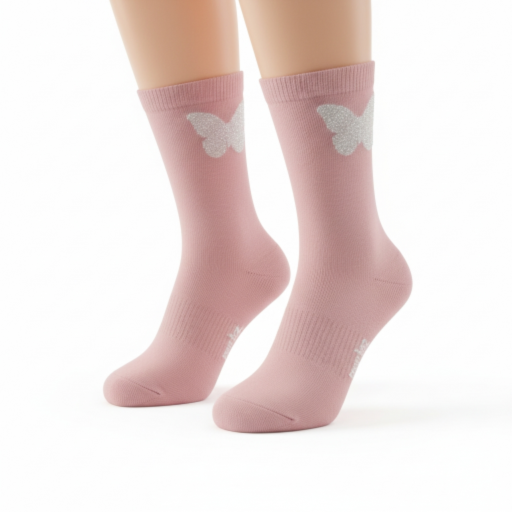 Glittery Butterfly Socks For Girls