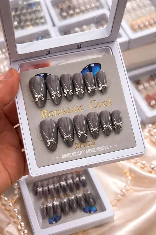 Acrylic Bow Coquette Nails
