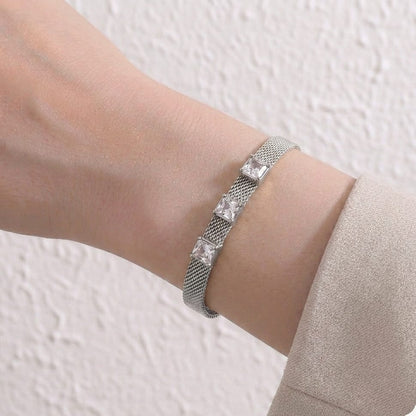 Zircon Stones Stainless Steel Bracelet