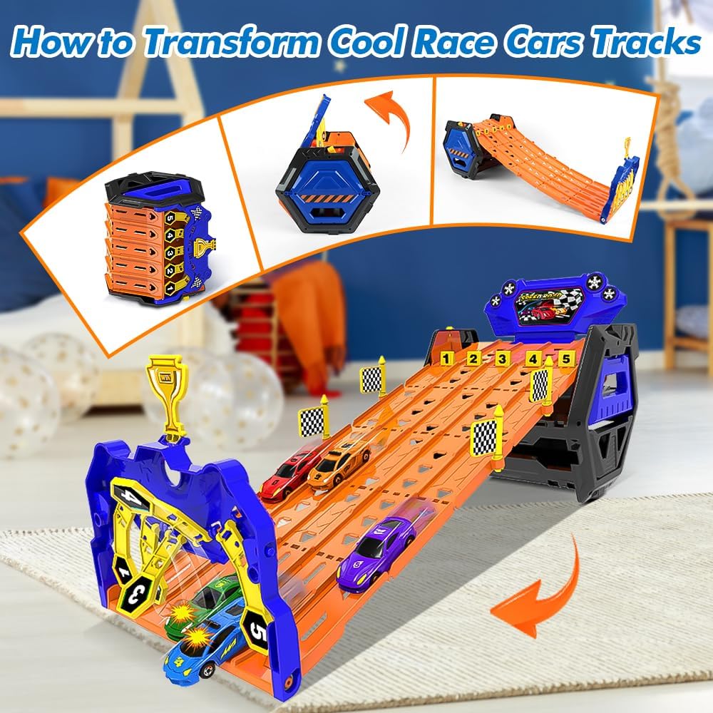 Hot Wheels Roll Out Raceway Track Set with 5-Lane Fair Start Mechanism