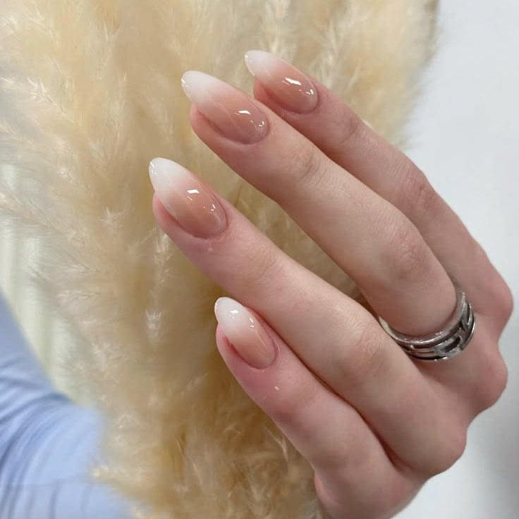 Ombre Hyper Realistic French Nails With Glue Sticker