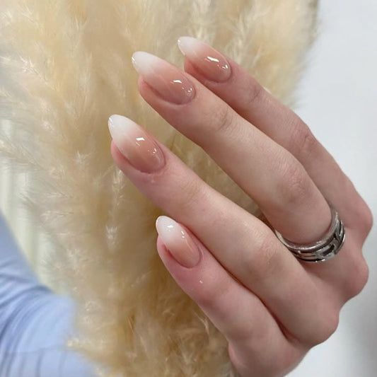 Ombre Hyper Realistic French Nails With Glue Sticker