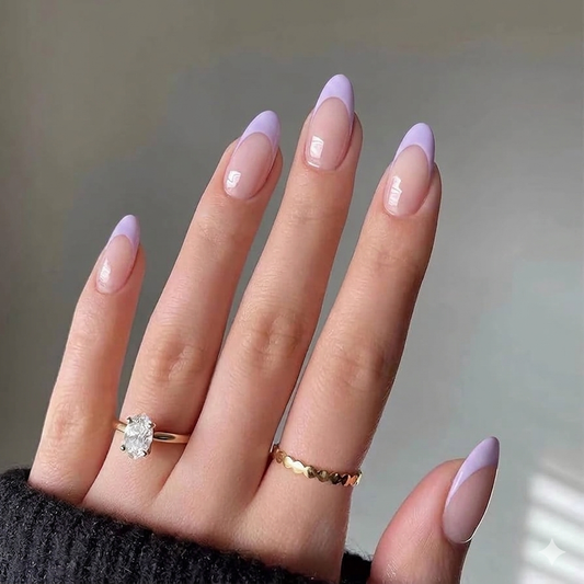 Colored French Tip Nails With Sticker Glue