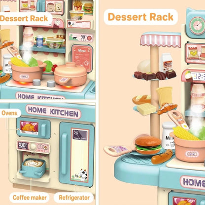 Home Kitchen Set With Real Smoke And Basin Water Tap