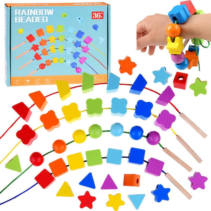 Rainbow Beaded Lacing Set – Fun Educational Toy for Kids