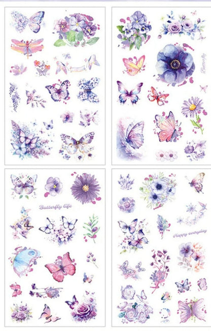 Purple Butterfly Journaling Stickers 4 Sheets | 58 Stickers