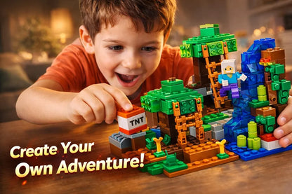 My World Minecraft Pixel-Style Building Block Set with LED Light (132+ Pieces)