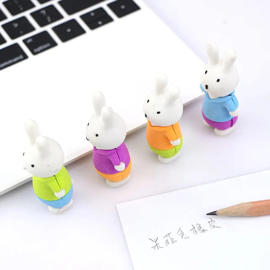 Cute Bunny Pencil Erasers (set Of 3)