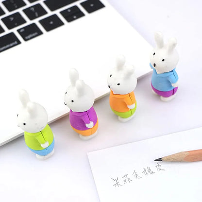 Cute Bunny Pencil Erasers (set Of 3)