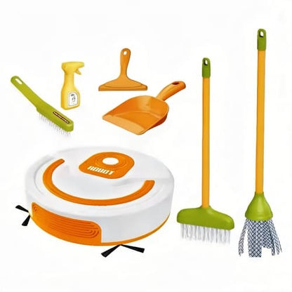 7-Piece Premium Kids Cleaning Toy Set with Battery-Operated Robot Vacuum – Interactive Housekeeping Play Kit for Toddlers