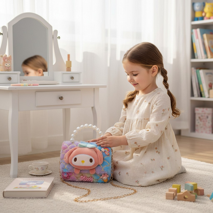 SHEIN Premium My Melody Plush Pearl Handle Bag for Girls