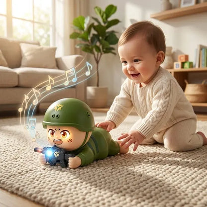 Cute Crawling Baby Soldier With Music and Lights