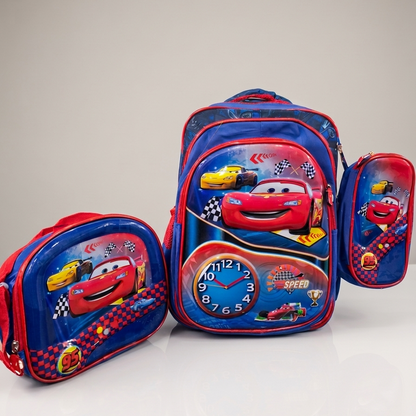 Lightning McQueen Car 3-Piece School Bag Set For Boys