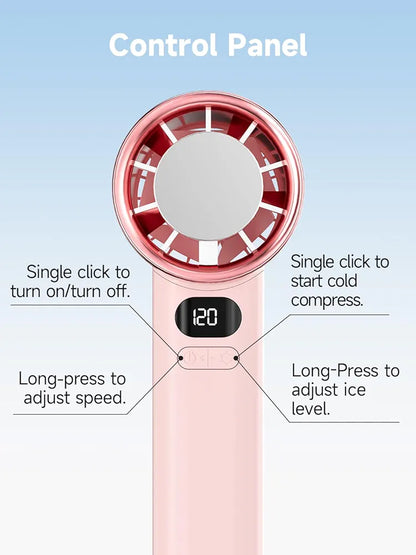 Premium Portable Turbo Handheld Fan with Cold Compress Technology
