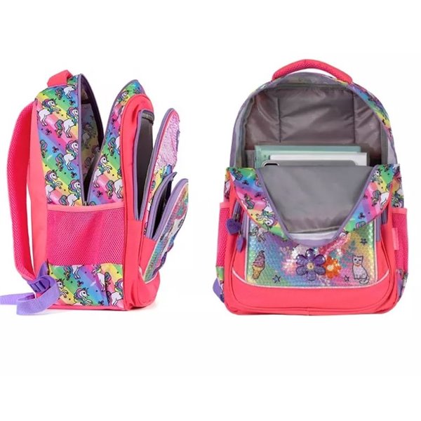 Unicorn Neon Sequin  School Bag