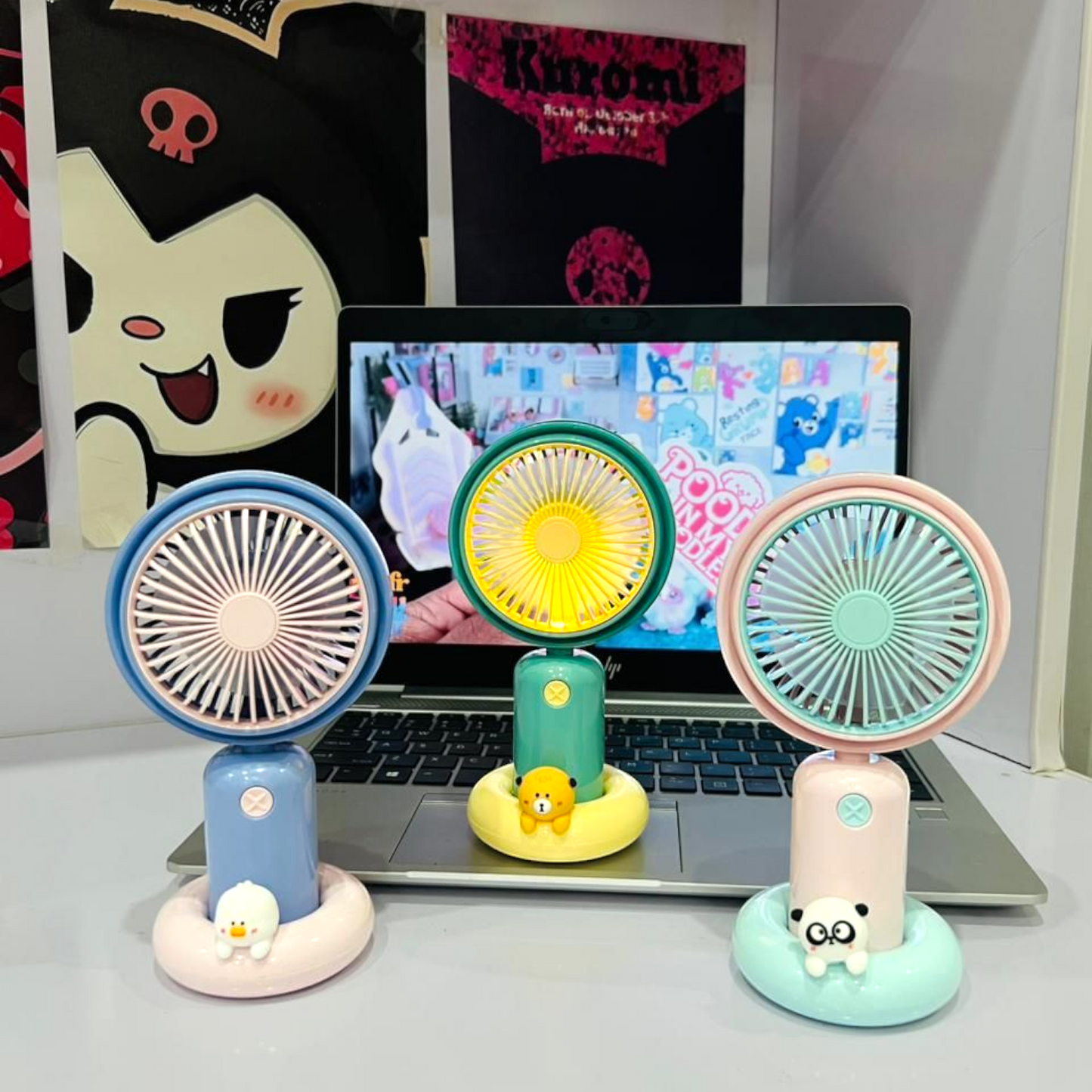 Cute LED Handheld & Table Fan with Night Light