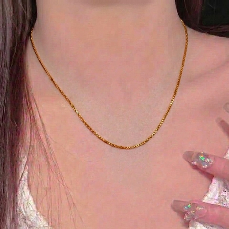 Sparkly Gold Stainless Steel Chain Necklace