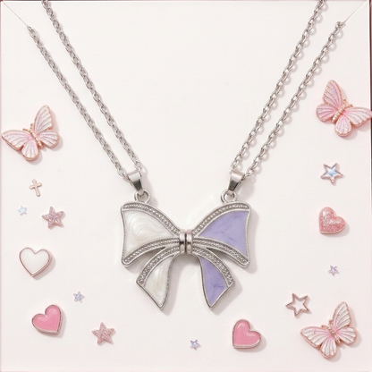 Best Sister | Friend Bow Magnetic Necklace Pair