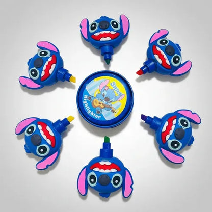 Premium Character Stitch Gyro Markers Highlighter Pen Set