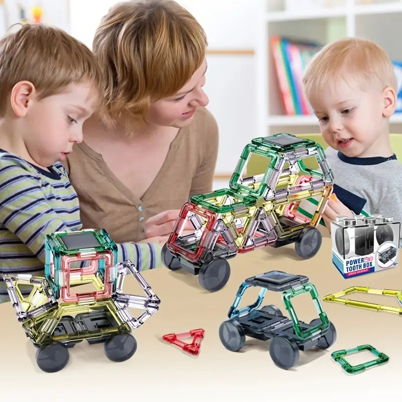 Stem Solar Car Chargeable Geometry Magnetic Tiles 62+PCS