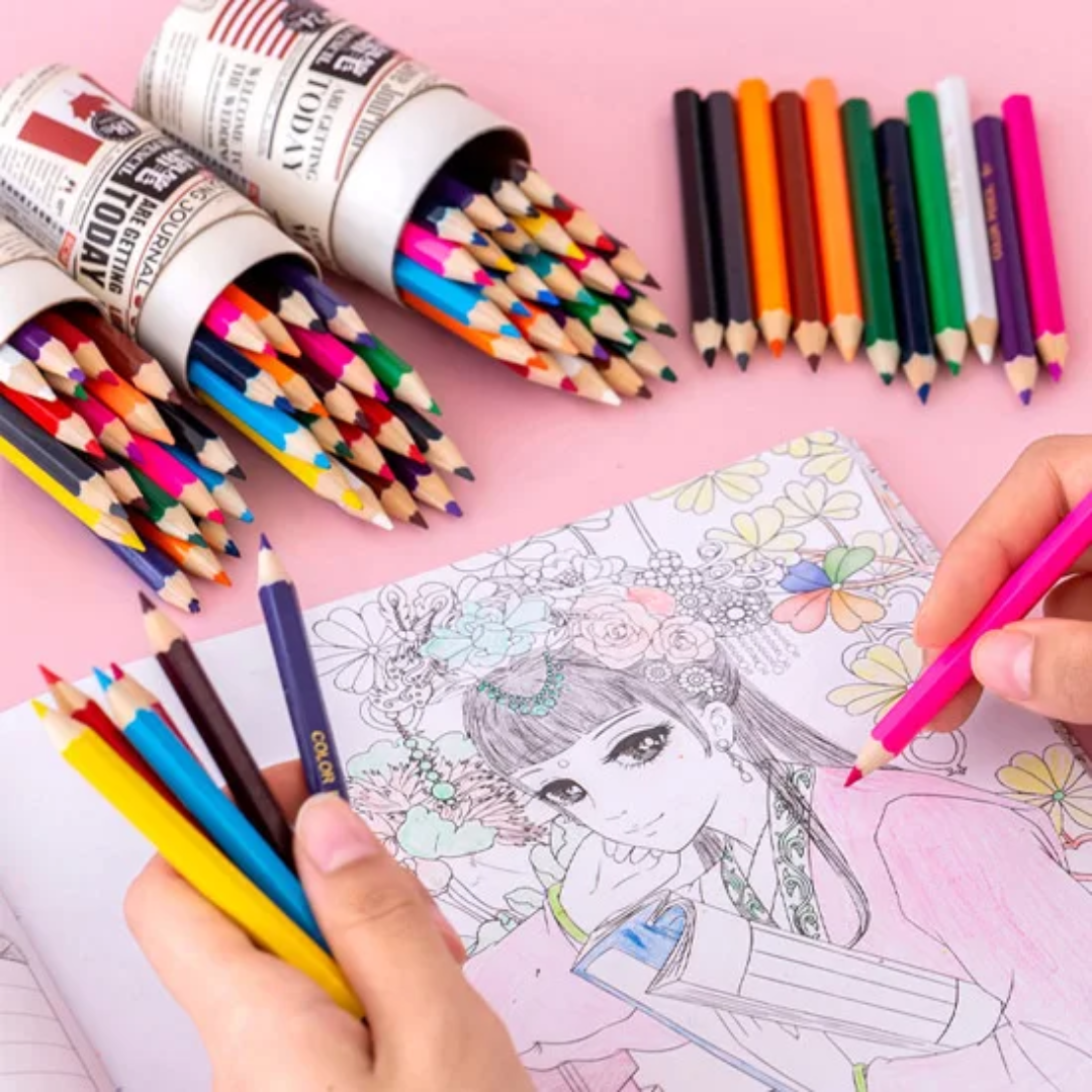 24-Piece Vintage-Style Mini Colour Pencil Set