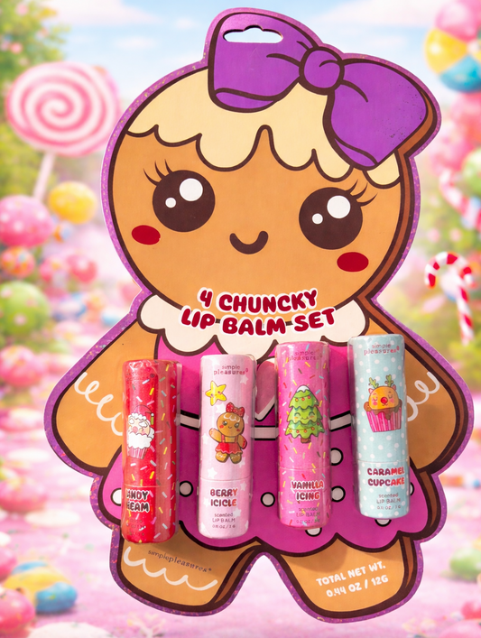 Simple Pleasures 4-Piece Gingerbread Chunky Lip Balm Set