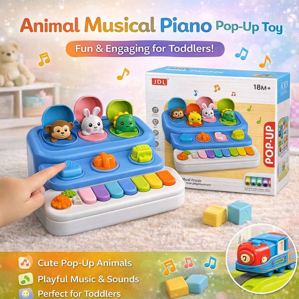 Animal Musical Pop-Up Piano with Lights, Sounds & Interactive Keys