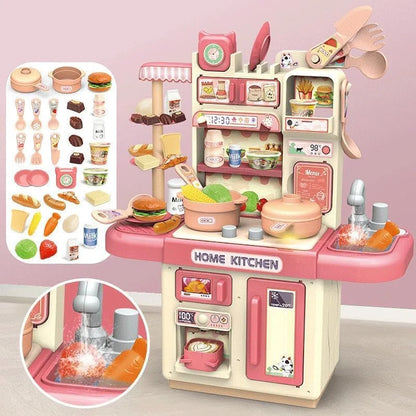 Home Kitchen Set With Real Smoke And Basin Water Tap