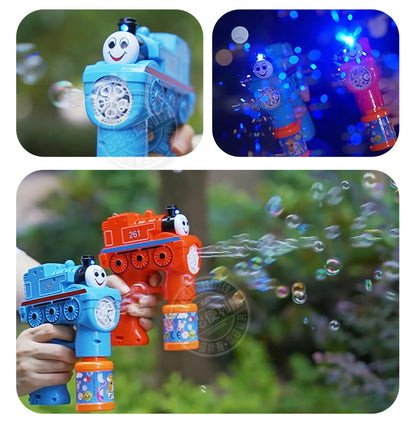 Train Engine Bubble Gun with Lights & Sound – Automatic Bubble Blower for Kids