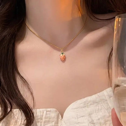 Kids Strawberry 18 Karat Gold Plated Delicate Necklace