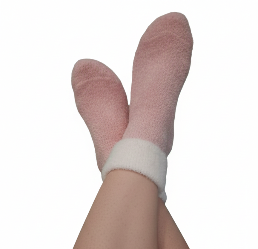 Pink Velvet Fuzzy Plush Socks For Adults